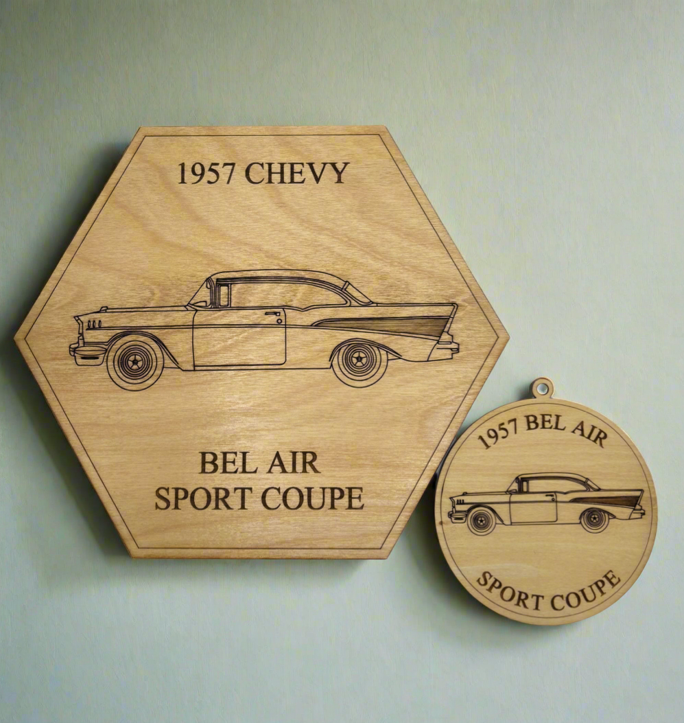 Vintage 1957 Chevy Wall or Display Art, Ornament or Coaster Set - Perfect for Car Enthusiasts (1 piece)