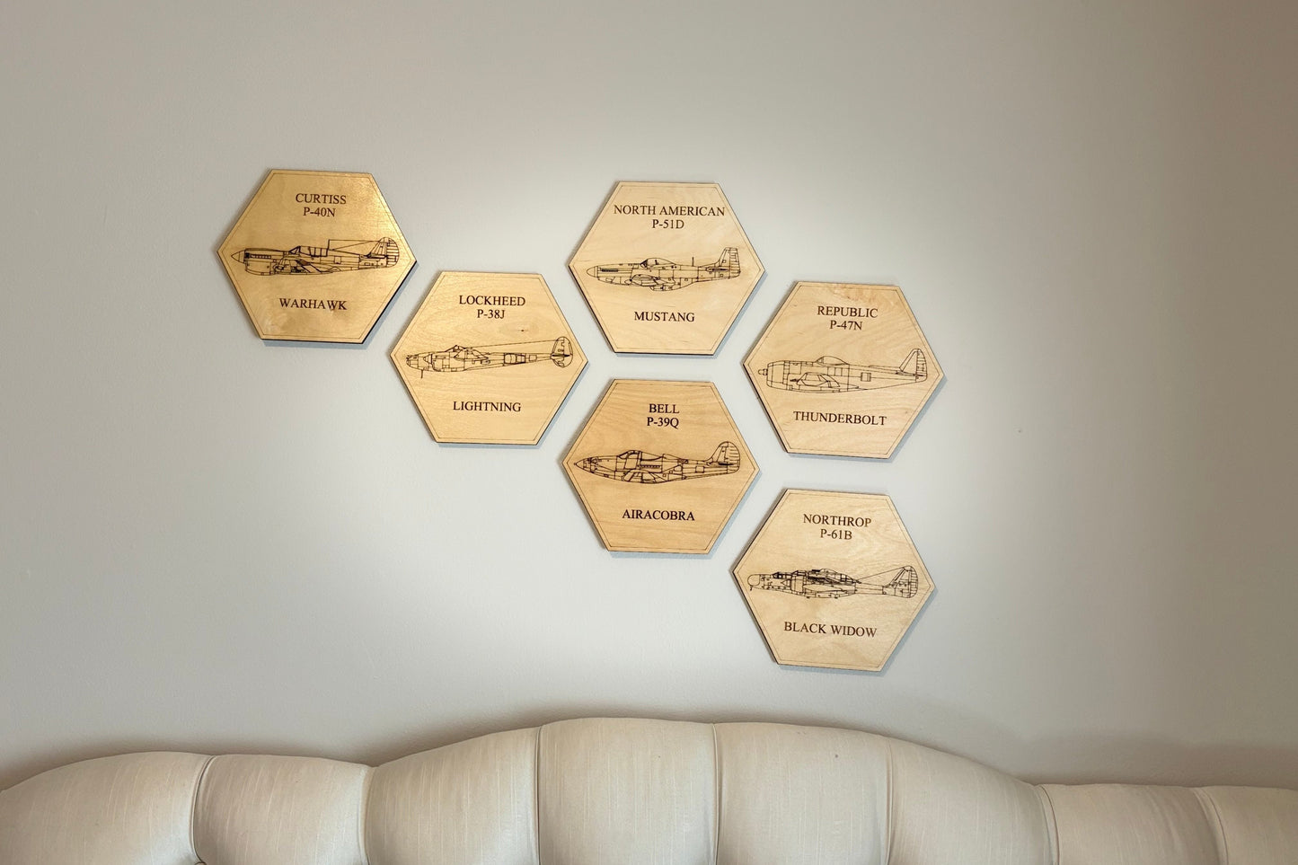 World War II American Airplane Fighter Collection Wall Art (Set of 6)