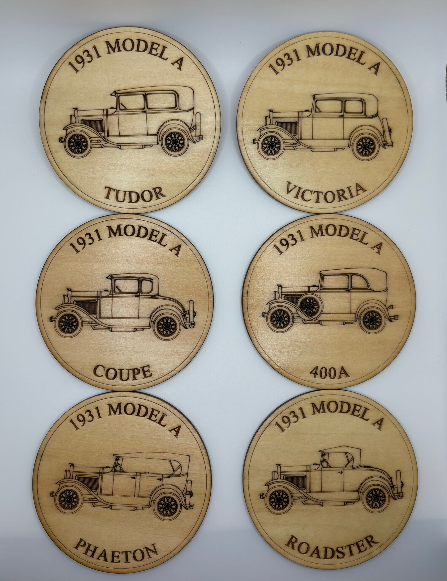 Ford Model A, 1957 Chevy, Mustang Handcrafted Laser-Engraved Christmas Ornament (1 piece)