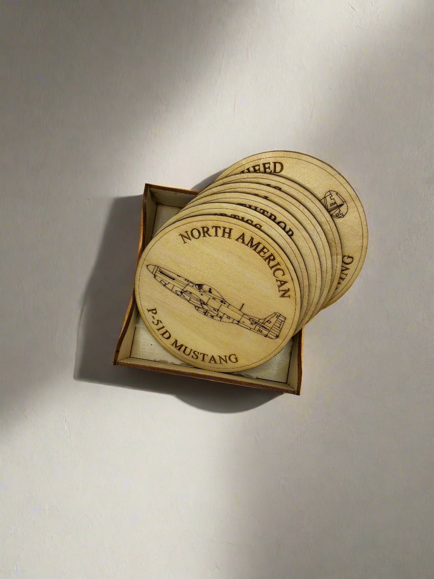 World War II American Airplane Fighter Collection Coaster Set (Set of 6)