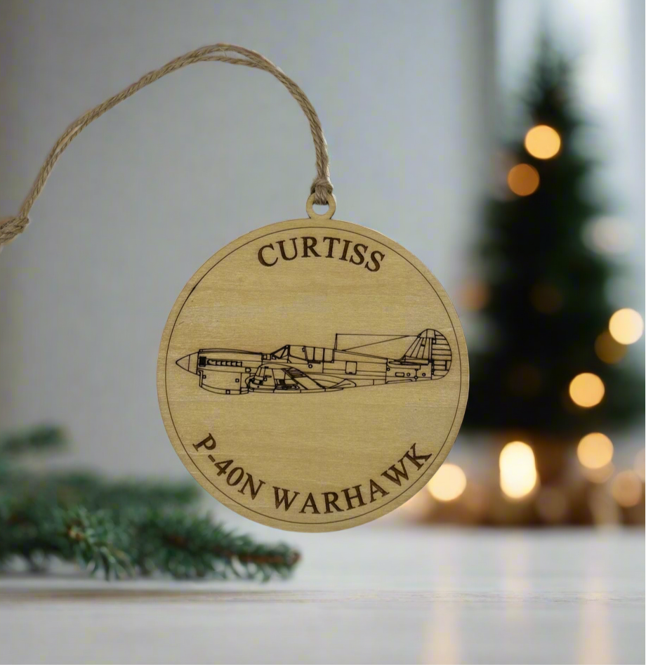World War II American Airplane Fighter Handcrafted Laser-Engraved Christmas Ornament