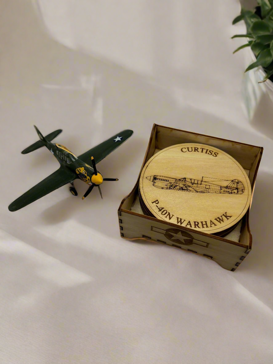 World War II American Airplane Fighter Collection Coaster Set (Set of 6)
