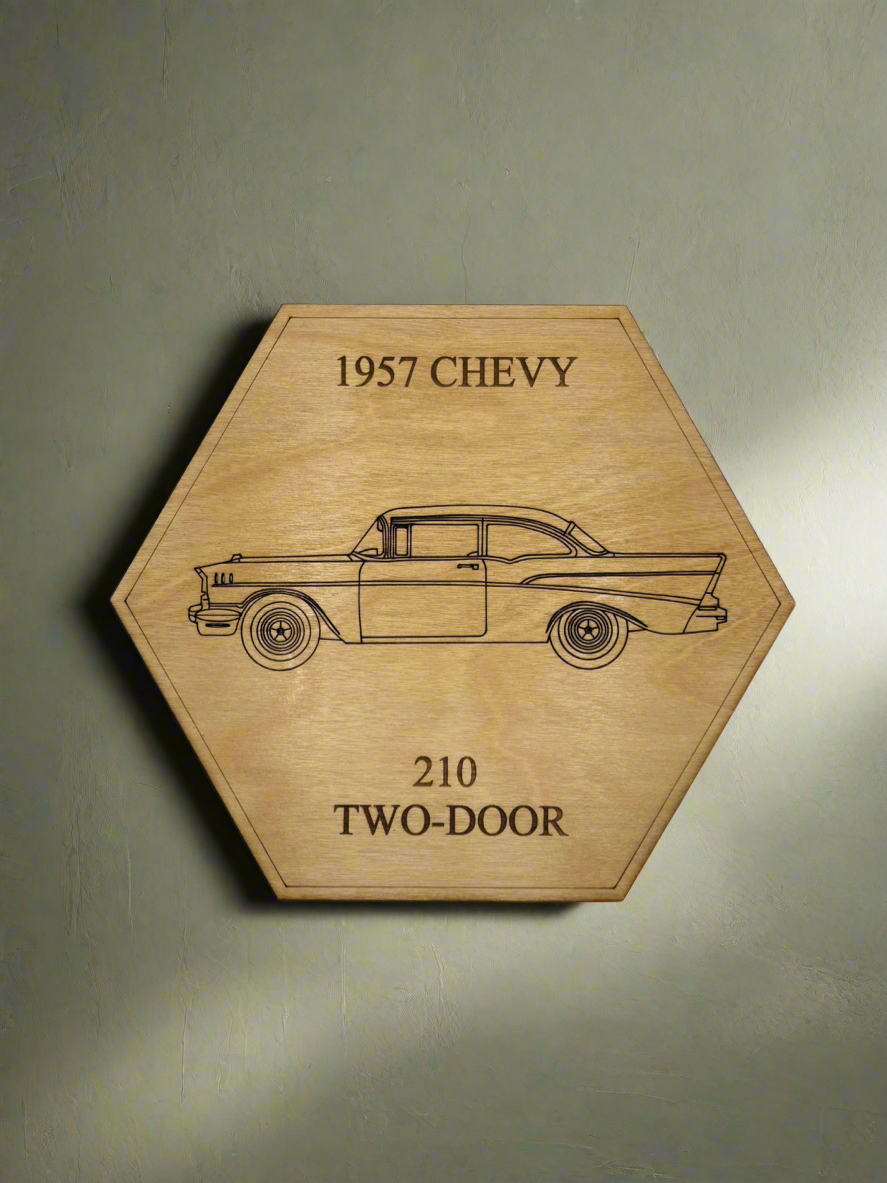 Vintage 1957 Chevy Wall or Display Art, Ornament or Coaster Set - Perfect for Car Enthusiasts (1 piece)