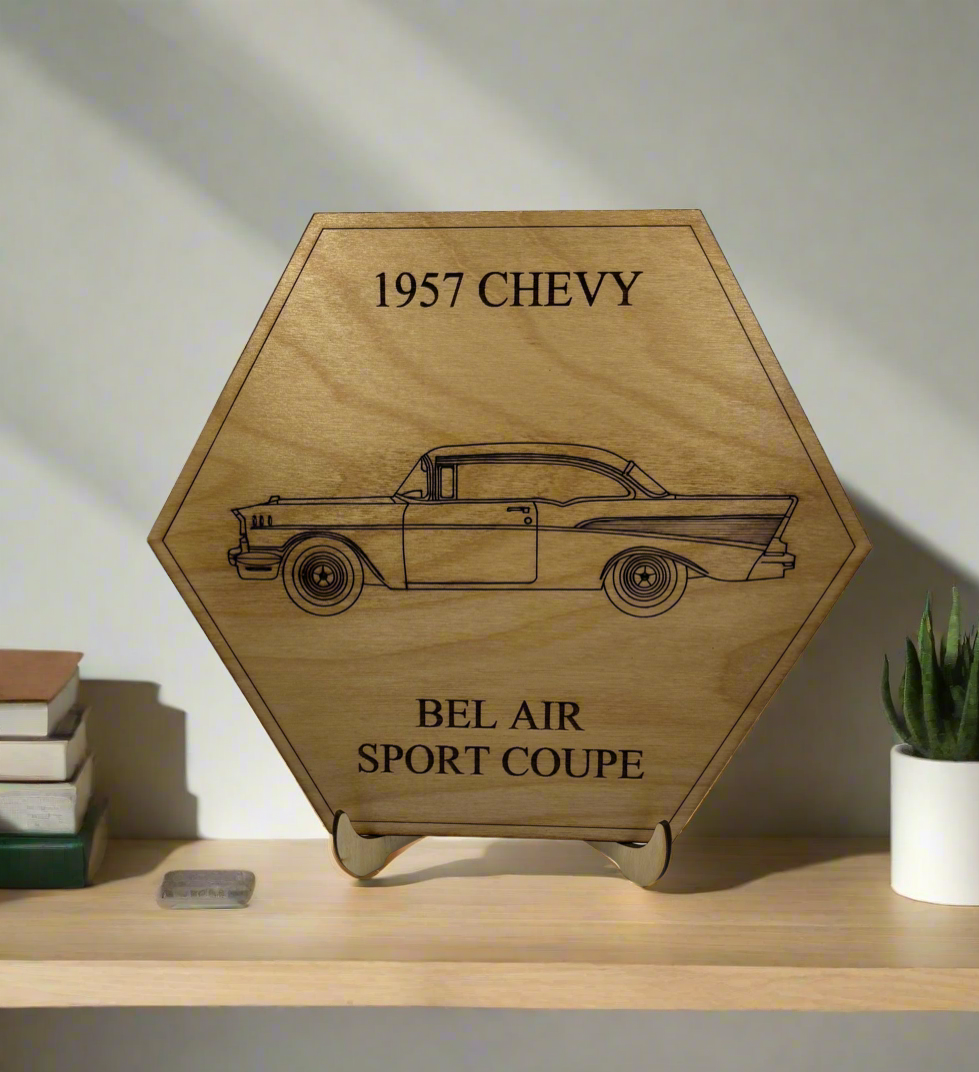 Vintage 1957 Chevy Wall or Display Art, Ornament or Coaster Set - Perfect for Car Enthusiasts (1 piece)