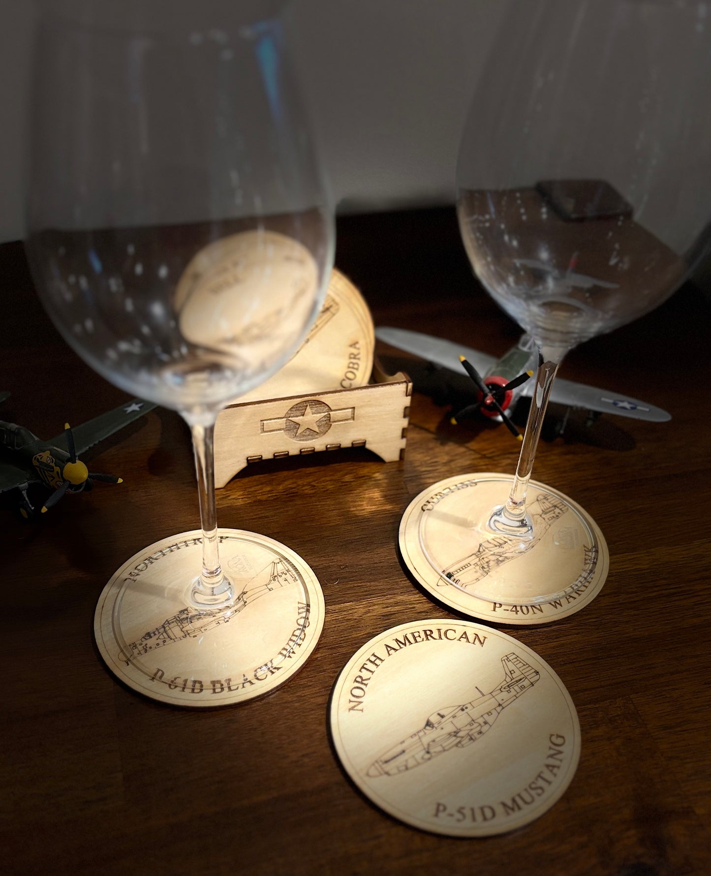 World War II American Airplane Fighter Collection Coaster Set (Set of 6)