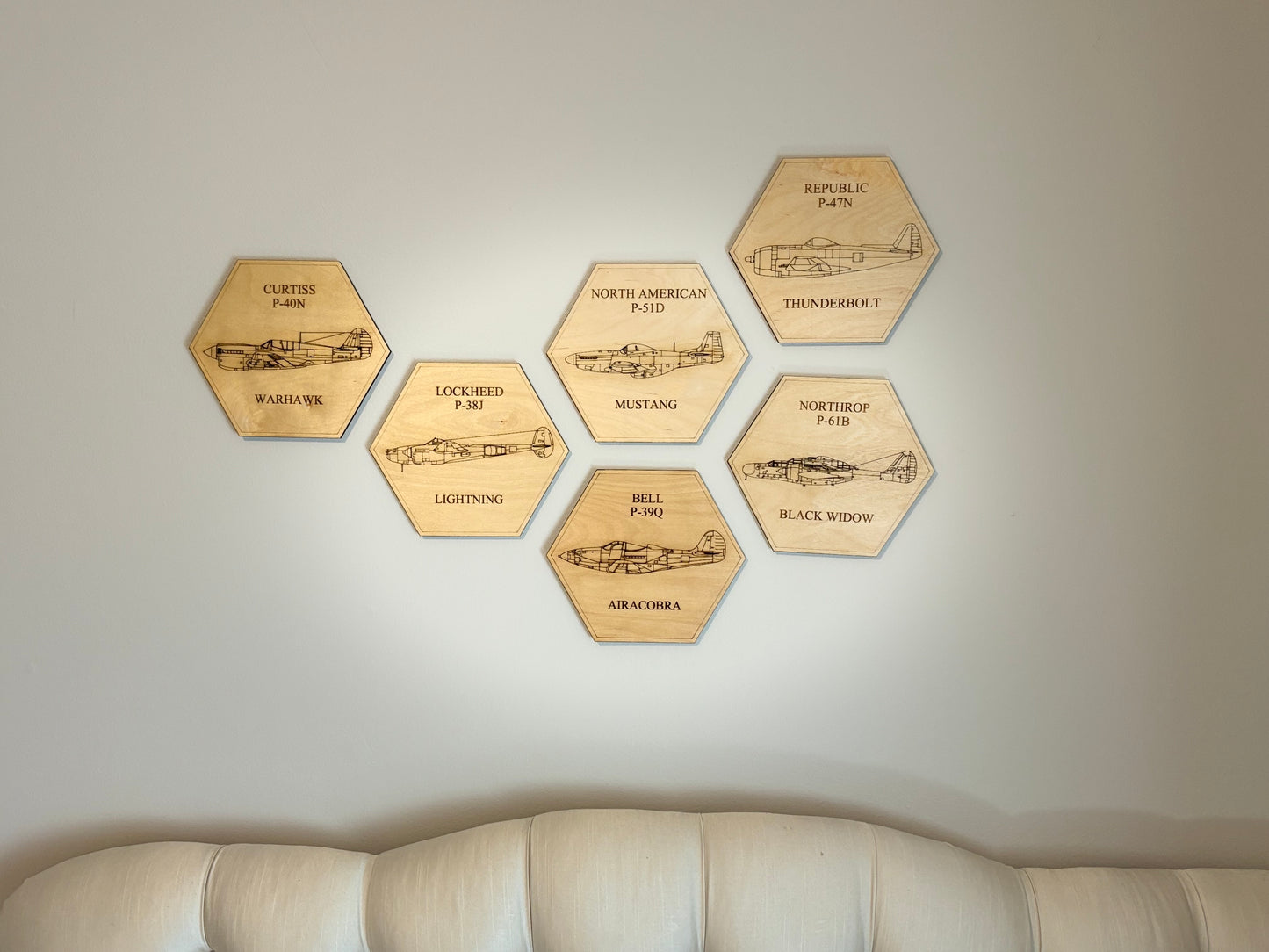 World War II American Airplane Fighter Collection Wall Art (Set of 6)