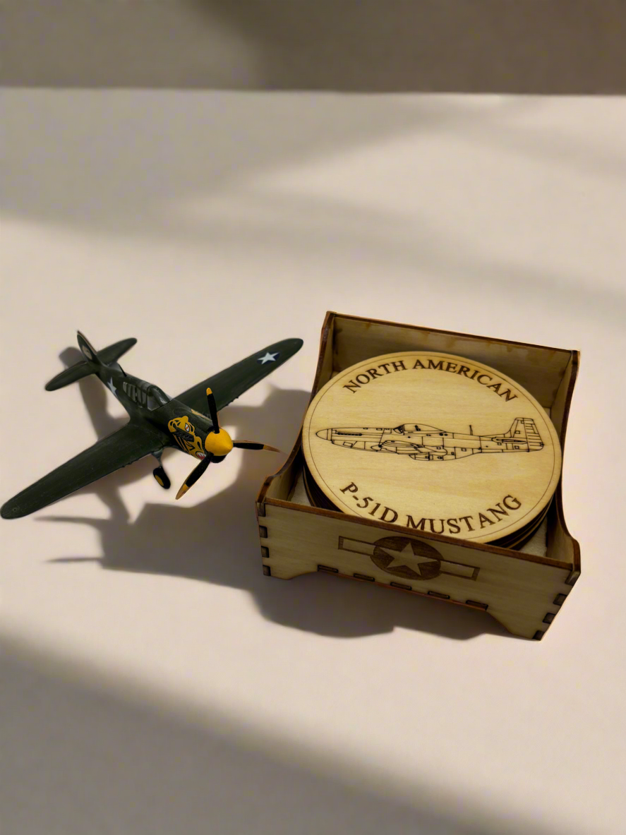 World War II American Airplane Fighter Collection Coaster Set (Set of 6)
