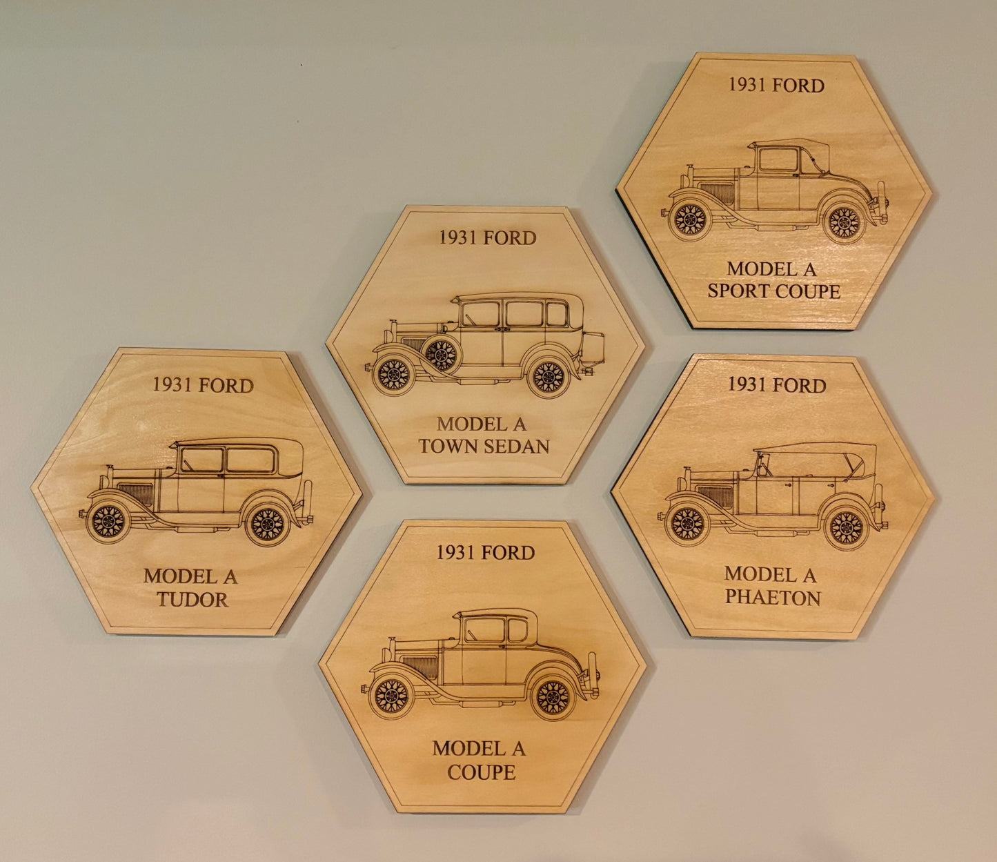 Ford Model A, 1957 Chevy, Mustang Handcrafted Laser-Engraved Christmas Ornament (1 piece)