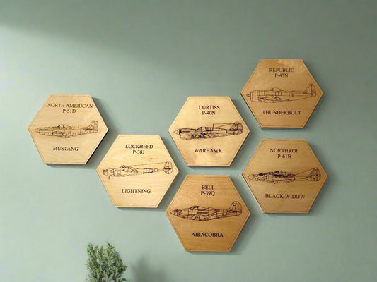 World War II American Airplane Fighter Collection Wall Art (Set of 6)
