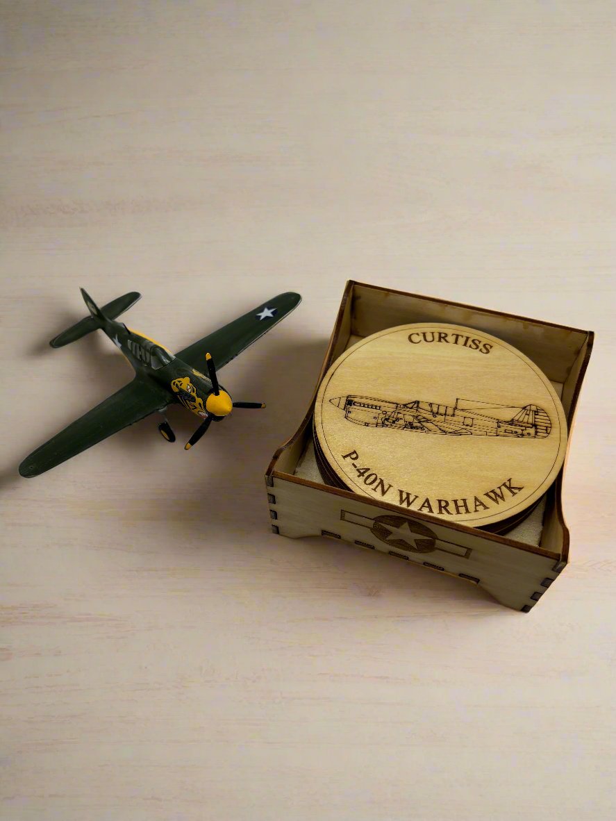 World War II American Airplane Fighter Collection Coaster Set (Set of 6)